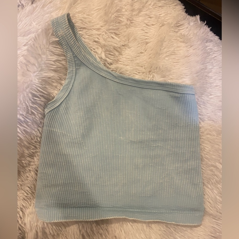 Blue one shoulder top